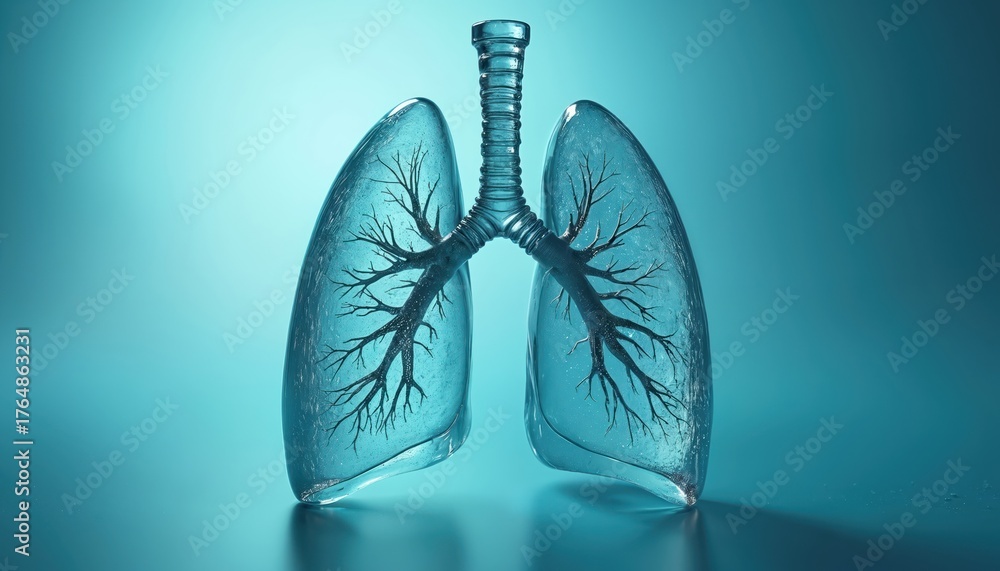 Glass lungs with tree like structure inside. Medical concept around ...