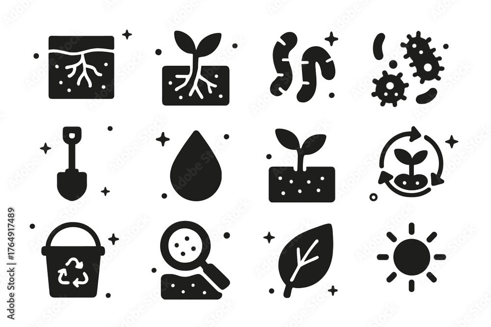 Soil Health Icons. Soil Health. Solid icons set of Soil Health: soil ...