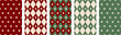© 2Labs - Seamless green and red Christmas patterns. Different background designs, perfect for wrapping paper, fabric, stationery, wallpaper, and digital decor.