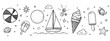 © AI PIC - vector illustration of a set of summer doodle sea  symbols