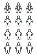 © MOHAMMAD - Human Body Types Variations Thin Obese People Linear Pictograms Set