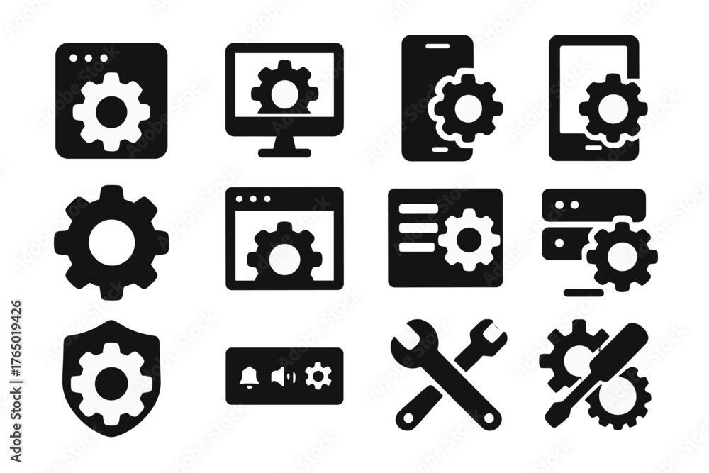 Solid System Icons. Solid style icons of software and system settings ...