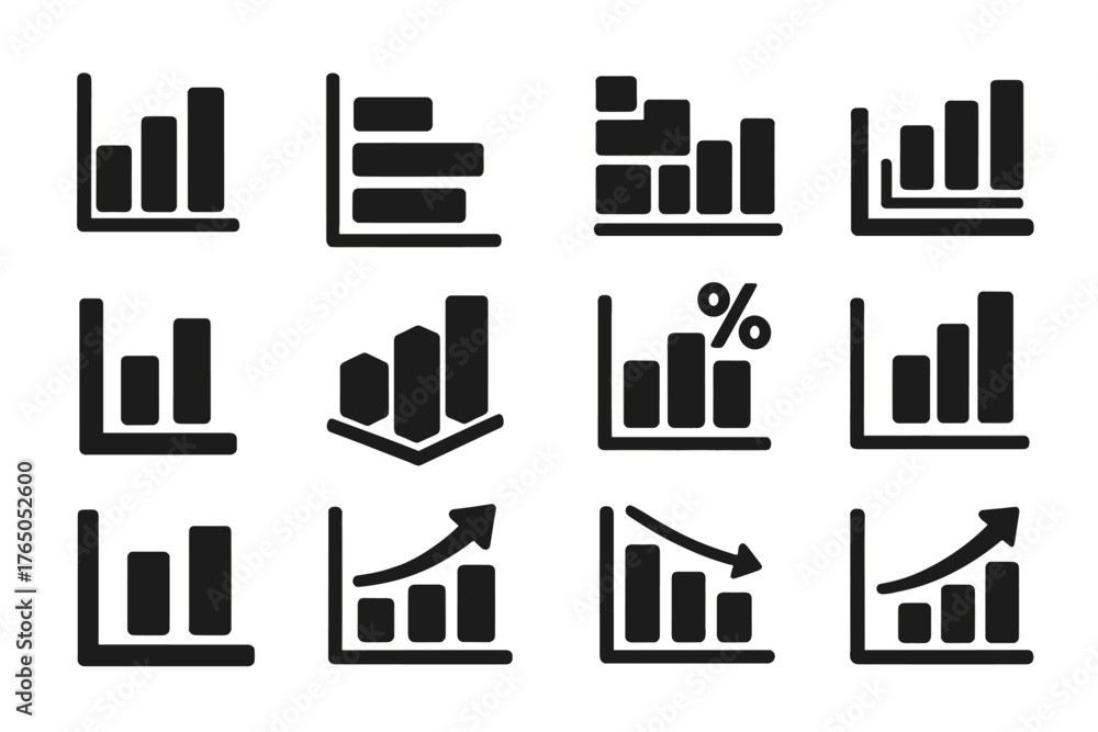 Image vectorielle Stock Solid Bar Graph Icons. Solid style icons of bar ...