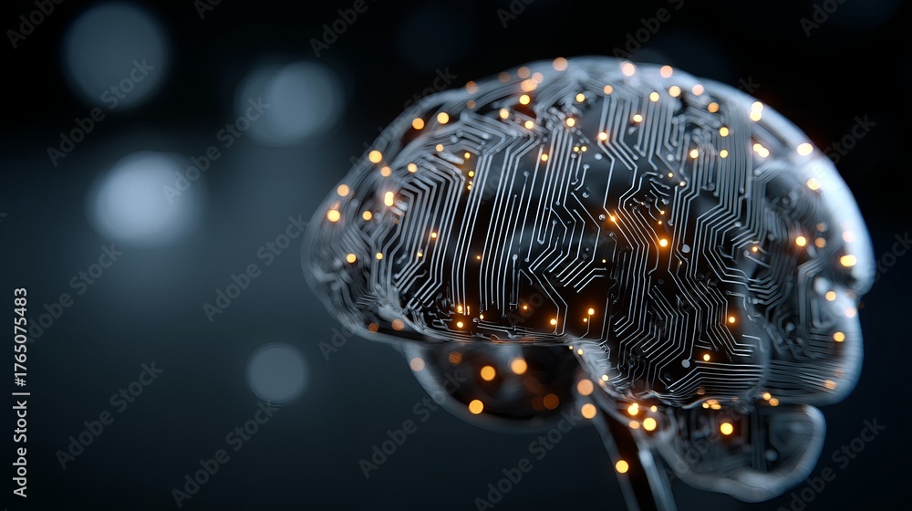 Brain Node Tech Example Intelligent human brain concept with neural network connections and ...
