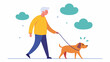 © Justlight - A person with Alzheimers walking with a therapy dog demonstrating the positive impact of animalassisted therapy on brain health.. Vector illustration