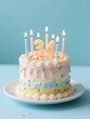 © Adobe Contributor - A beautifully decorated birthday cake with pastel icing and number 34 candles, perfect for a special celebration.