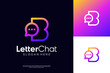 © suneo_99 - Modern minimal letter B talk logo design. Abstract bubble chat logo with initial B symbol logo.