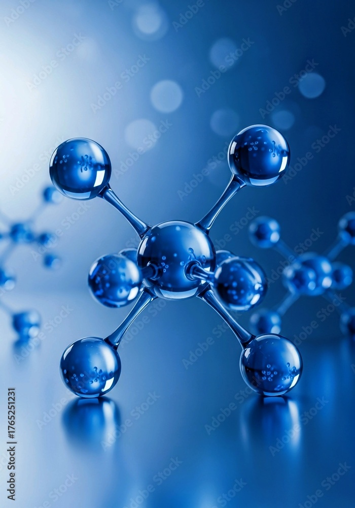 Ilustración de Stock abstract blue background with molecule, Detailed ...
