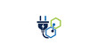 © mbak - Technology and energy concept logo with plug and hexagons.
