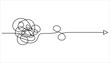 © Creative Tania - Black tangled line transforming into a straight arrow on white background line art messy