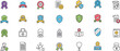 © Shibly - Collection of cartoon rocket ships and space exploration icons in a grid layout
