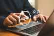 © Background - data protection and device management with update button and security icons