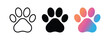 © VectorVista - paw print icon set dog cat pet animal track vector sign black outline colorful illustration