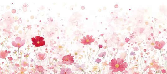  Pastel watercolor cosmos flowers in a dreamy, airy composition, perfect for various design projects.