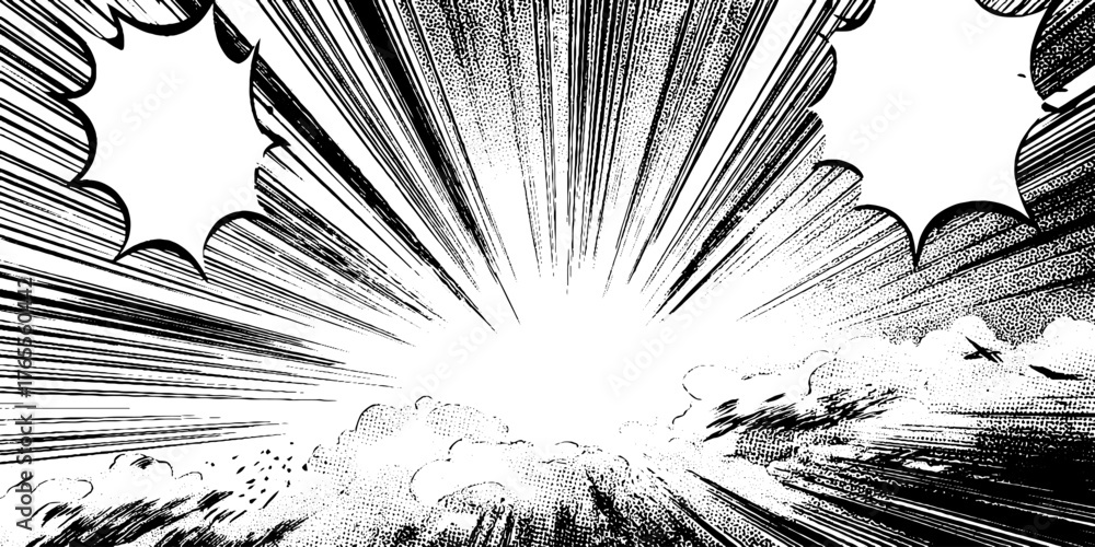 Dynamic manga speed vortex with radial acceleration streaks for comic ...