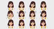 © Erman - Diverse emotional expressions of a young woman character in cartoon style