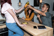© Rendara Studio - Friends toasting beers with carefree energy in lo-fi home party