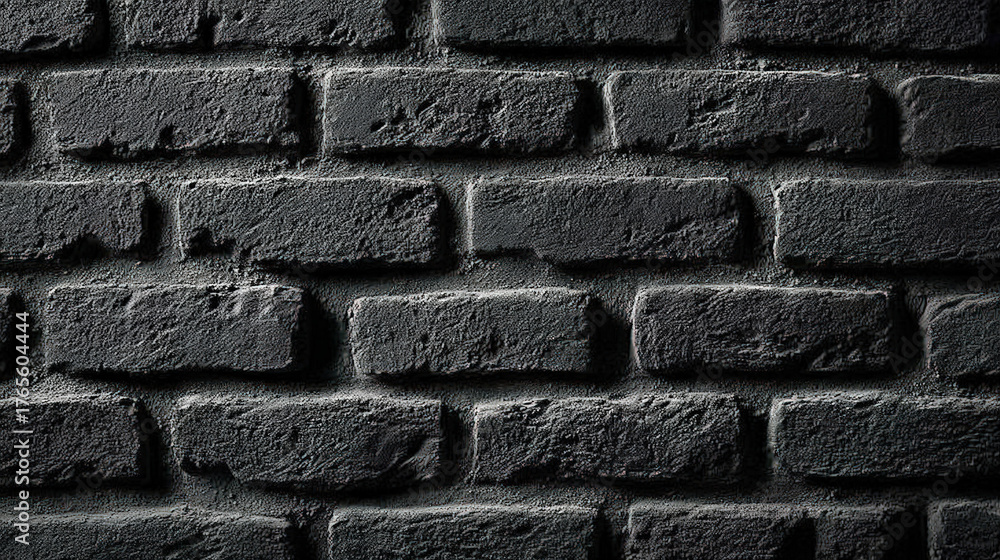 Dark Textured Black Brick Wall Backdrop with Rough Surface Detail. Ai ...