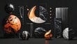© Tomas - Dark, textured abstract geometric shapes in marble, gold, and silver against a dark background. Bold and striking