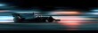 © Oleksandr - F1 Car Side on Highway. Black Racing Car Night Background Blur, 3D Render