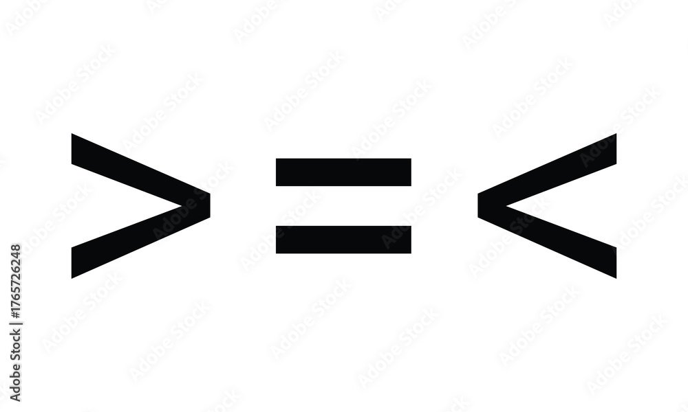 Minimalist illustration of mathematical symbols showing greater than ...