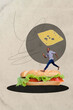 © deagreez - Creative collage of representing fast food delivery modern lifestyle concept pizza suahi sandwich bread shop store