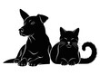 © Sojib - Elegant Silhouette of a Dog and Cat Duo, a timeless depiction of companionship and harmony