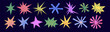 © Nastya - Set of textured playful stars shapes with brush texture. Scrapbook flare glare. Cutout paper stickers and scribble crayon design.