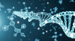 © Artiroz - DNA Strand Shows Molecular Structure Against a Glowing Blue Scientific Background