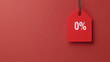 © StokHunt - Red price tag with 0% interest rate showing special discount offer or zero financing options