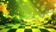 © Raffaza - Energetic explosion of vibrant yellow and green liquids on a checkered floor