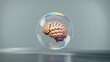 © Sourov943 - Human brain protected inside transparent bubble symbolizing mental health and protection