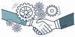 © Whab - Modern business handshake with gears showing partnership and teamwork, a successful business deal closing