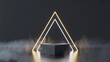 © Robin - Dark geometric stage with glowing neon triangle and smoke podium platform