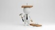 © Wool World - 3D Businessman Character Attempting DIY Construction with Hammer and Nails.