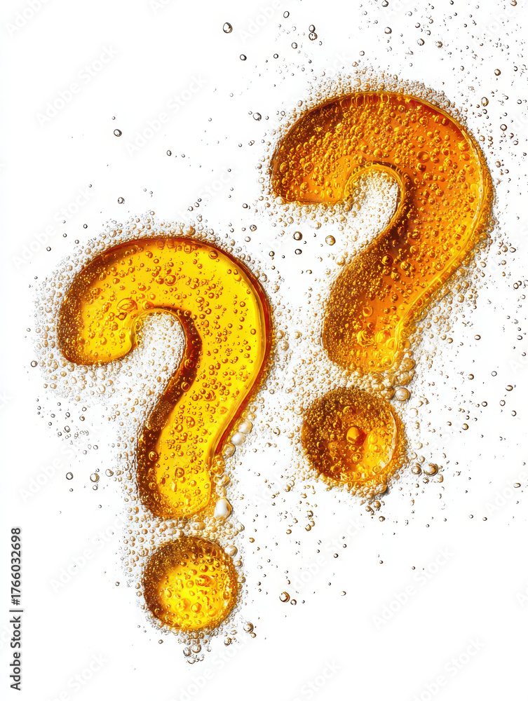 Question Mark Cocktail Creative question marks made from beer foam and bubbles symbolizing ...