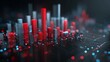 © Ahsan - Dynamic 3D bar chart visualization with red and blue glowing lights, representing data growth and financial analysis in a modern tech environment.
