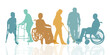 © SVIATLANA - World Disability Day.International Day of  Persons with Disabilities.Illustration depicting the silhouettes of various people with disabilities.Vector illustration.