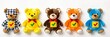 © MarGa - Colorful collage of plush toys with safety checks in a minimalistic style, bright and retro, representing quality assurance and children's safety concept.