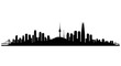 © shahbaz - Silhouette of seoul skyline with namsan tower and lotte world tower against a white background view vector
