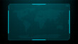 © hiten666 - Futuristic user interface display with world map background for digital data analysis. Technology screen for global network, communication concept.