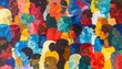 © Dianisha - A vibrant mosaic of diverse faces in a crowd, an abstract artistic representation of human diversity, social unity, and multiculturalism