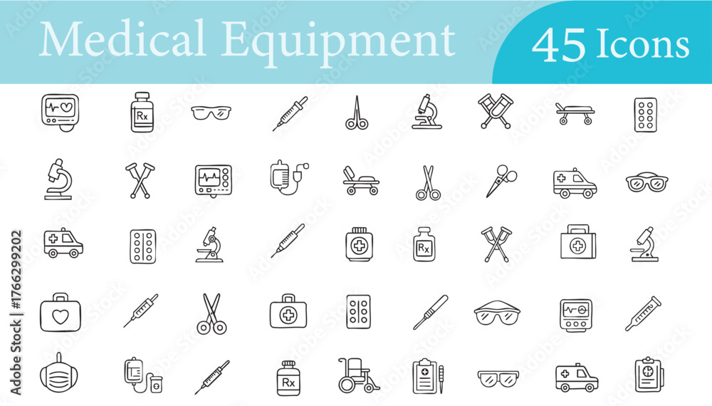 Doctor Instruments Icon Medical tools and device icons pack for clinical dashboards, UI ...
