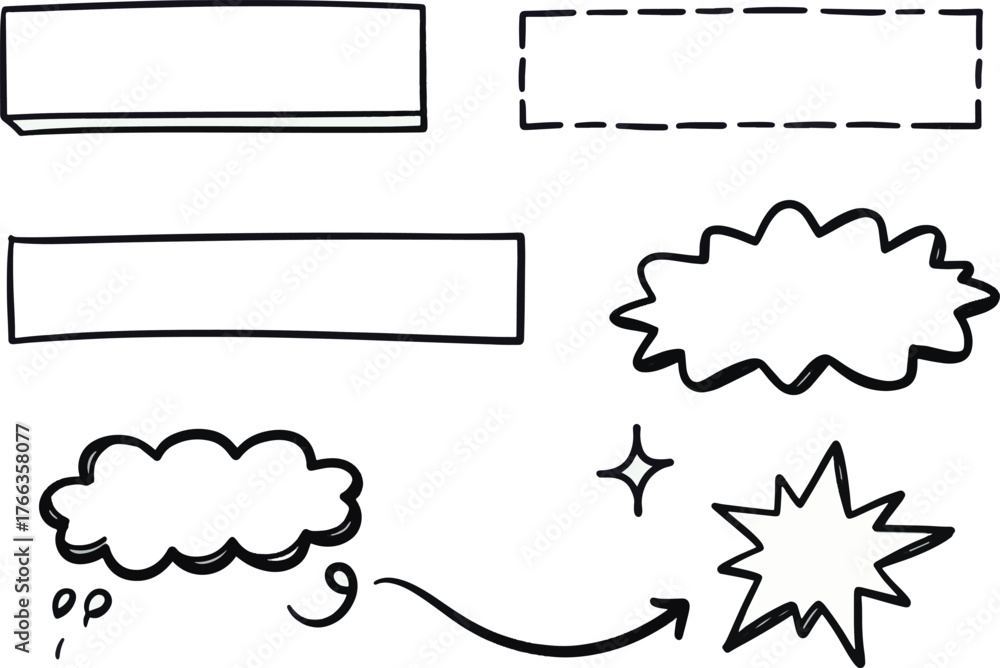 Hand-Drawn Text Boxes and Speech Bubbles for Graphic Design Projects ...