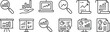 © HAPPY - Data analysis icon vector set, profit graph illustration sign collection, data science symbols, business analytics icons, statistics, charts, growth trend, financial data visualization, digital inform