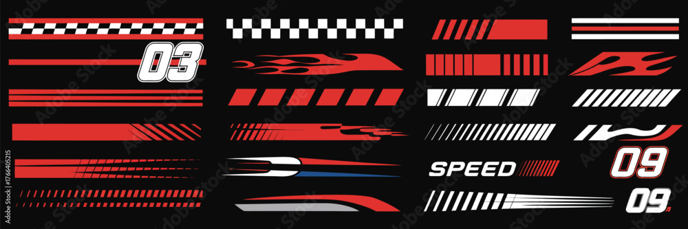 Sport car wraps and racing stripe graphics set featuring motorsport ...