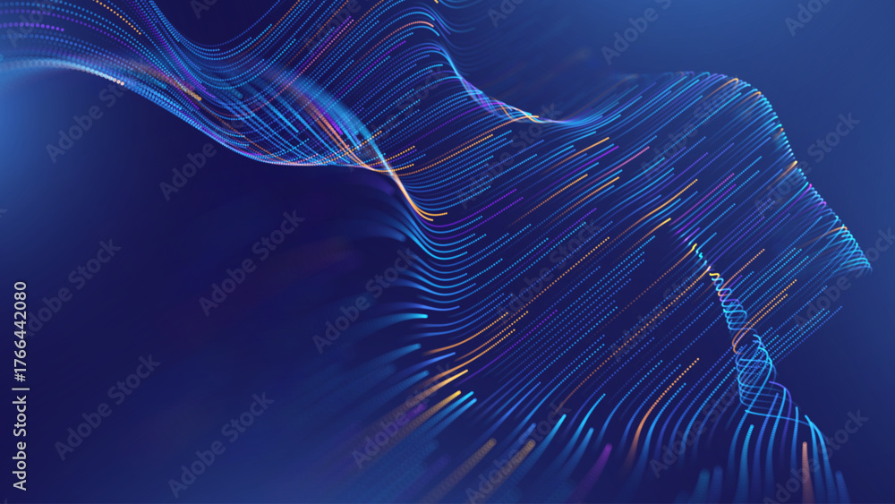 Big Data Technology Flow Background with Neural Network Particles and ...