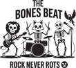© Mdnobirul - Band playing music with text the bones beat rock never rots guitar drums
