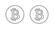 © Ka Han - Bitcoin line logo in circular outline. Blockchain currency and crypto coin icon