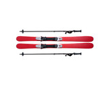Red ski equipment set on transparent background for winter sports enthusiasts